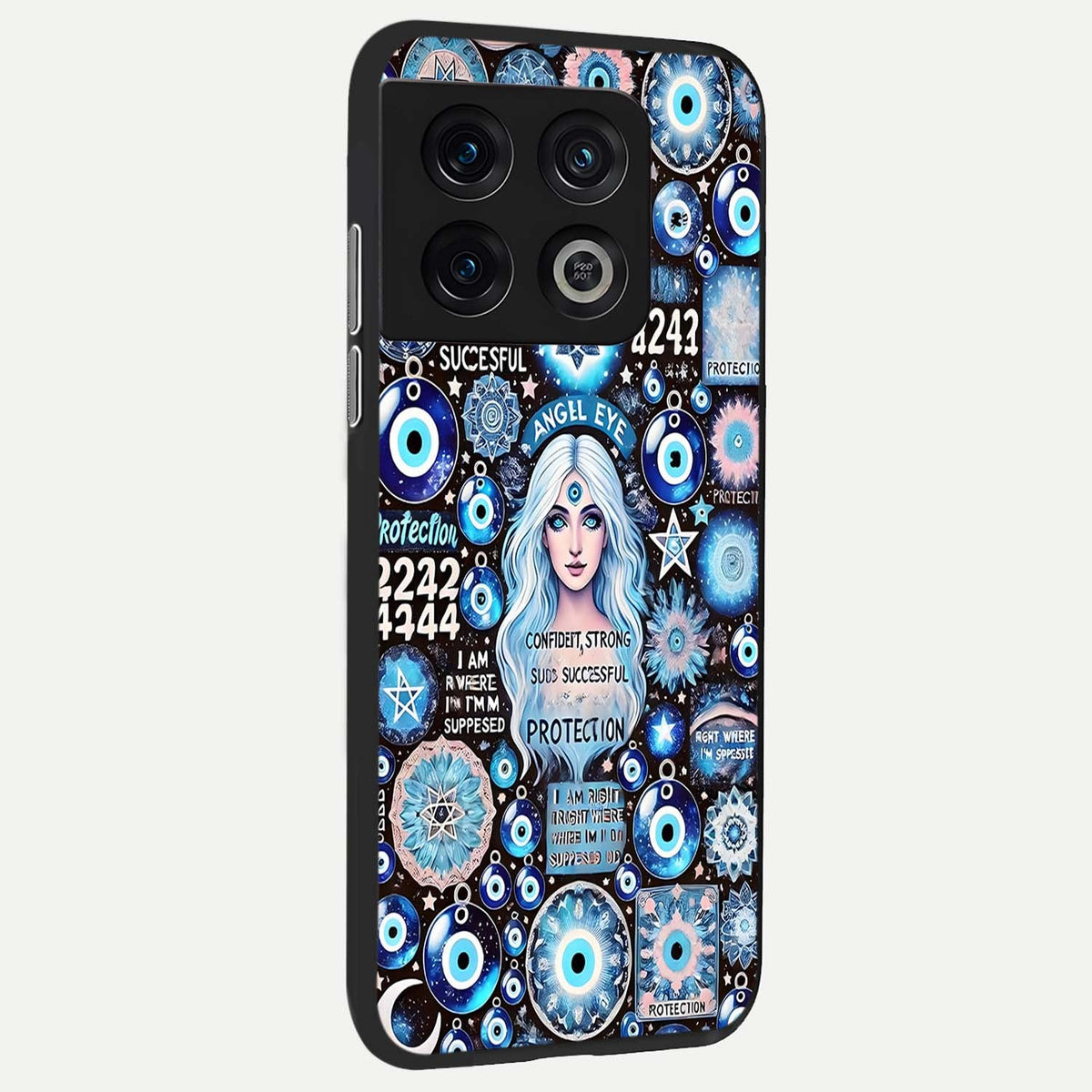 Angel Aura Shield back cover For OnePlus 10 Pro slim fit glass case with vibrant aesthetic design