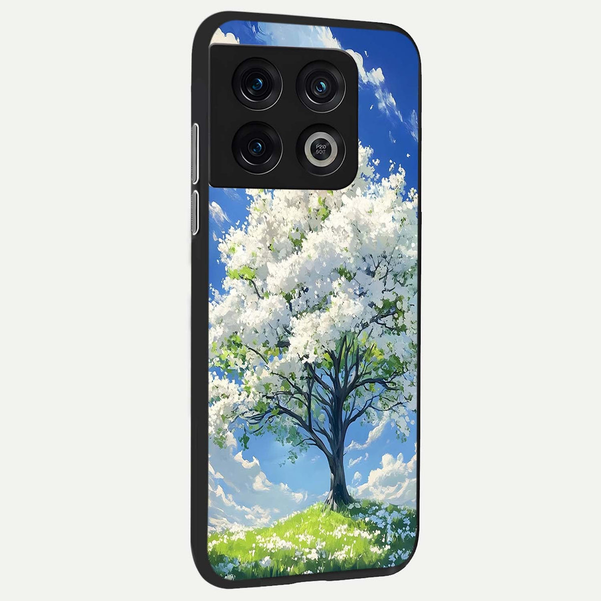 Blossom Sky Serenity back cover For OnePlus 10 Pro slim fit glass case with vibrant aesthetic design
