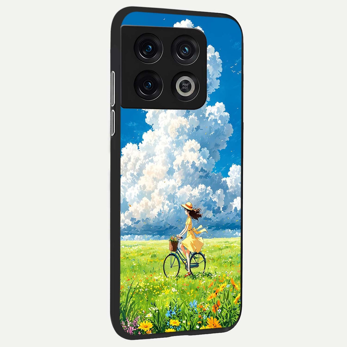 Breezy Meadow Ride back cover For OnePlus 10 Pro slim fit glass case with vibrant aesthetic design