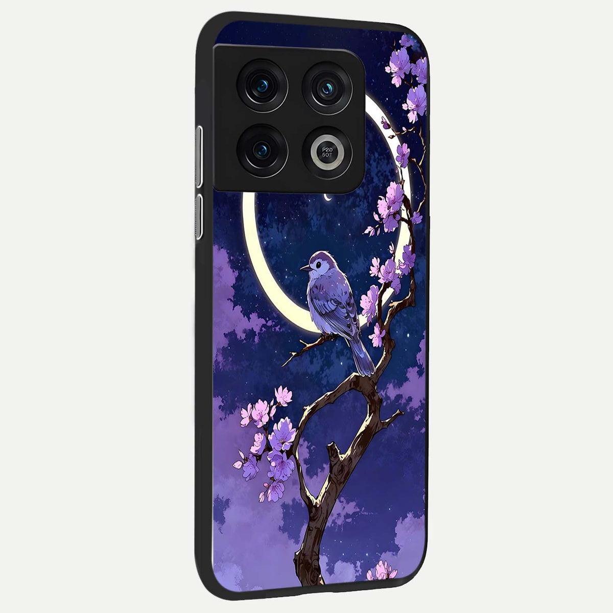 Celestial Bird Blossom back cover For OnePlus 10 Pro slim fit glass case with vibrant aesthetic design
