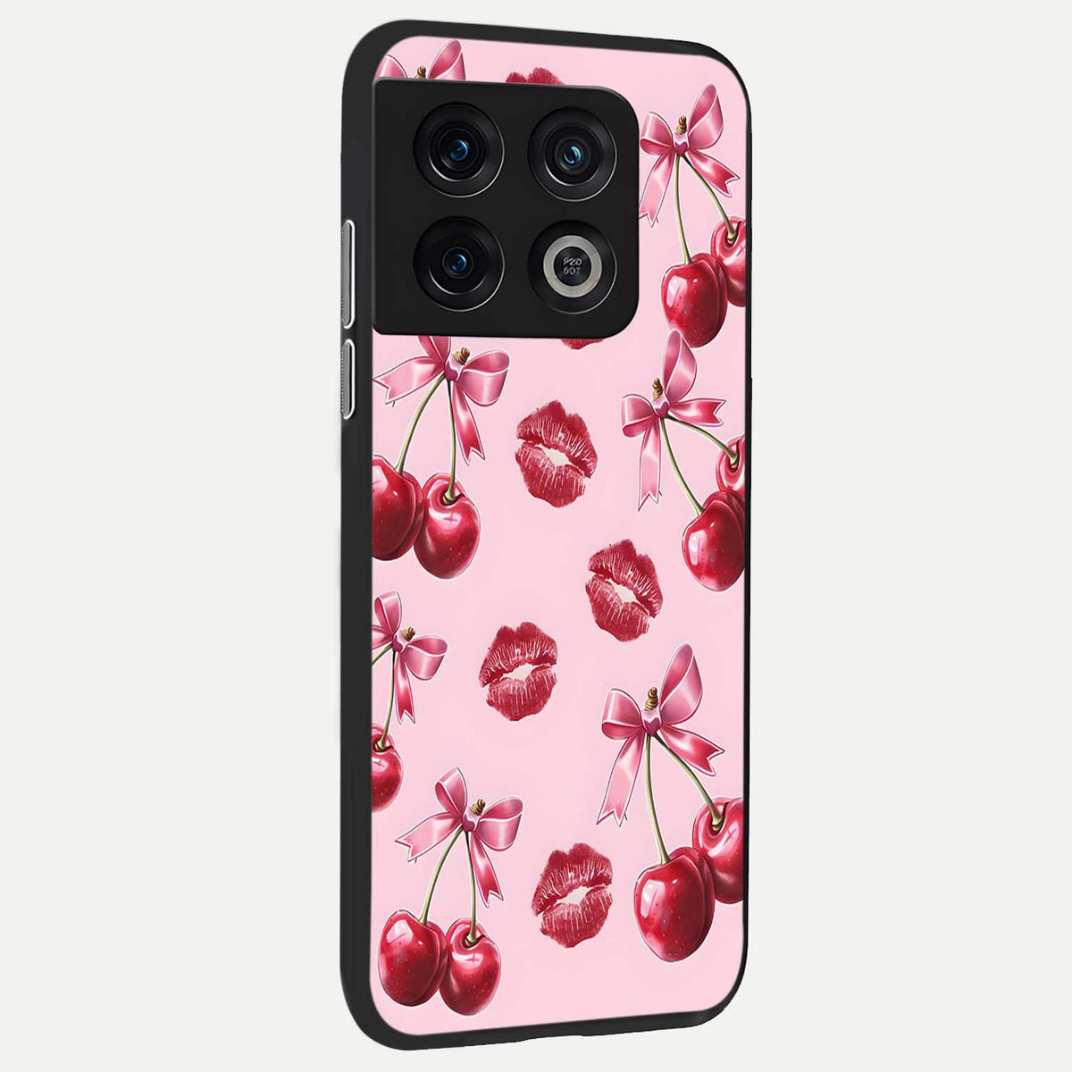 Cherry With Lips back cover For OnePlus 10 Pro slim fit glass case with vibrant aesthetic design