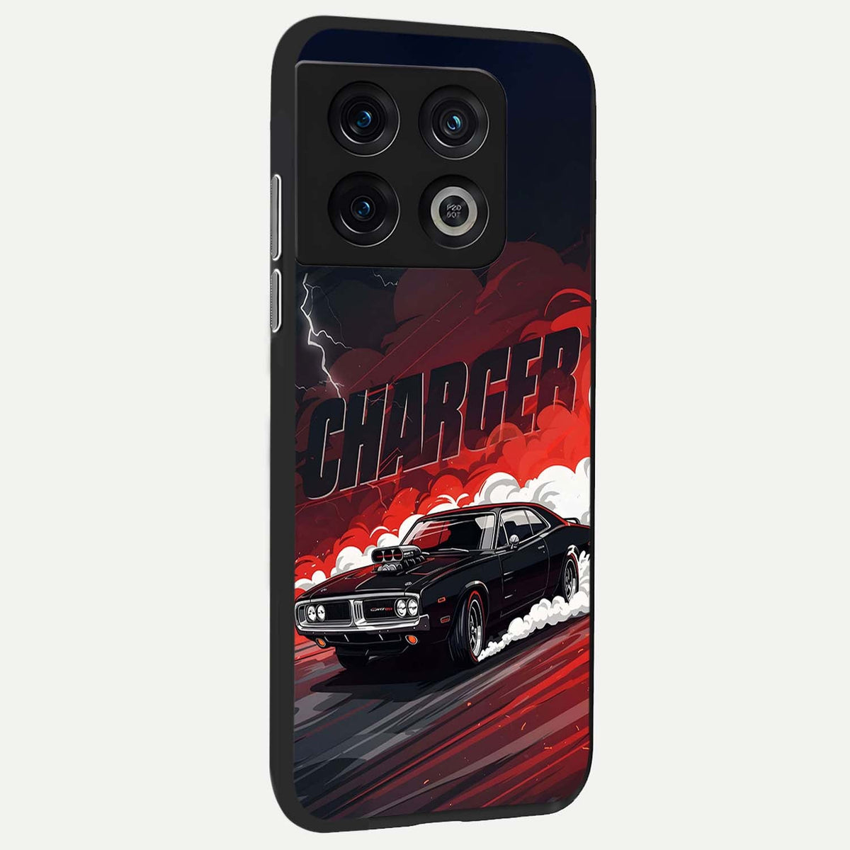 Dark Charger Fury back cover For OnePlus 10 Pro slim fit glass case with vibrant aesthetic design