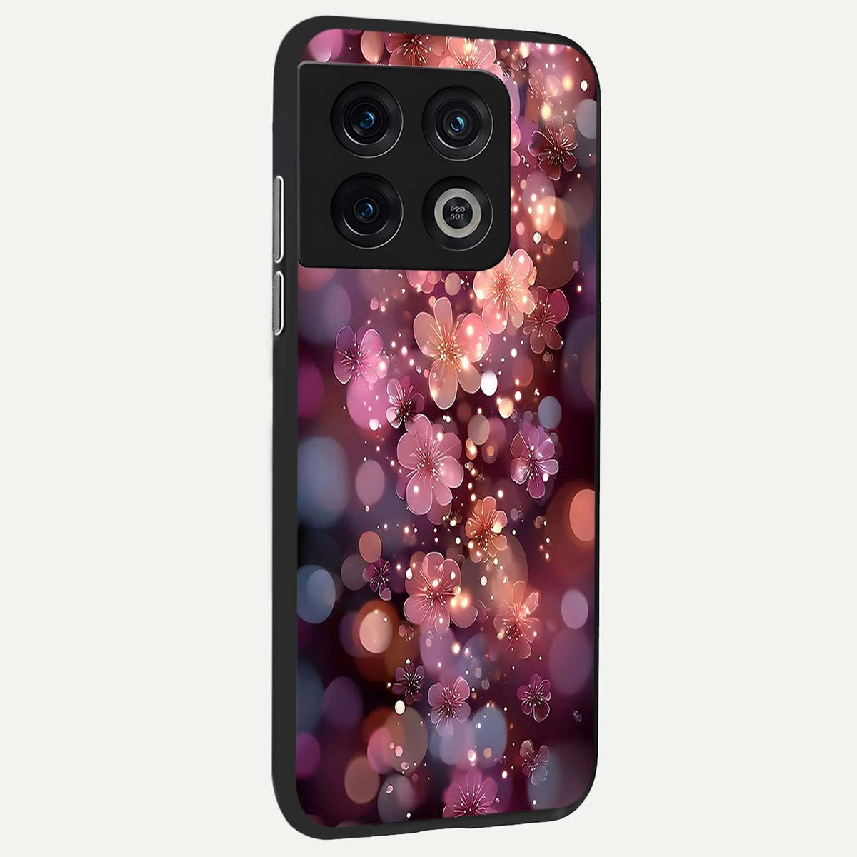 Glowing Petal Bliss back cover For OnePlus 10 Pro slim fit glass case with vibrant aesthetic design