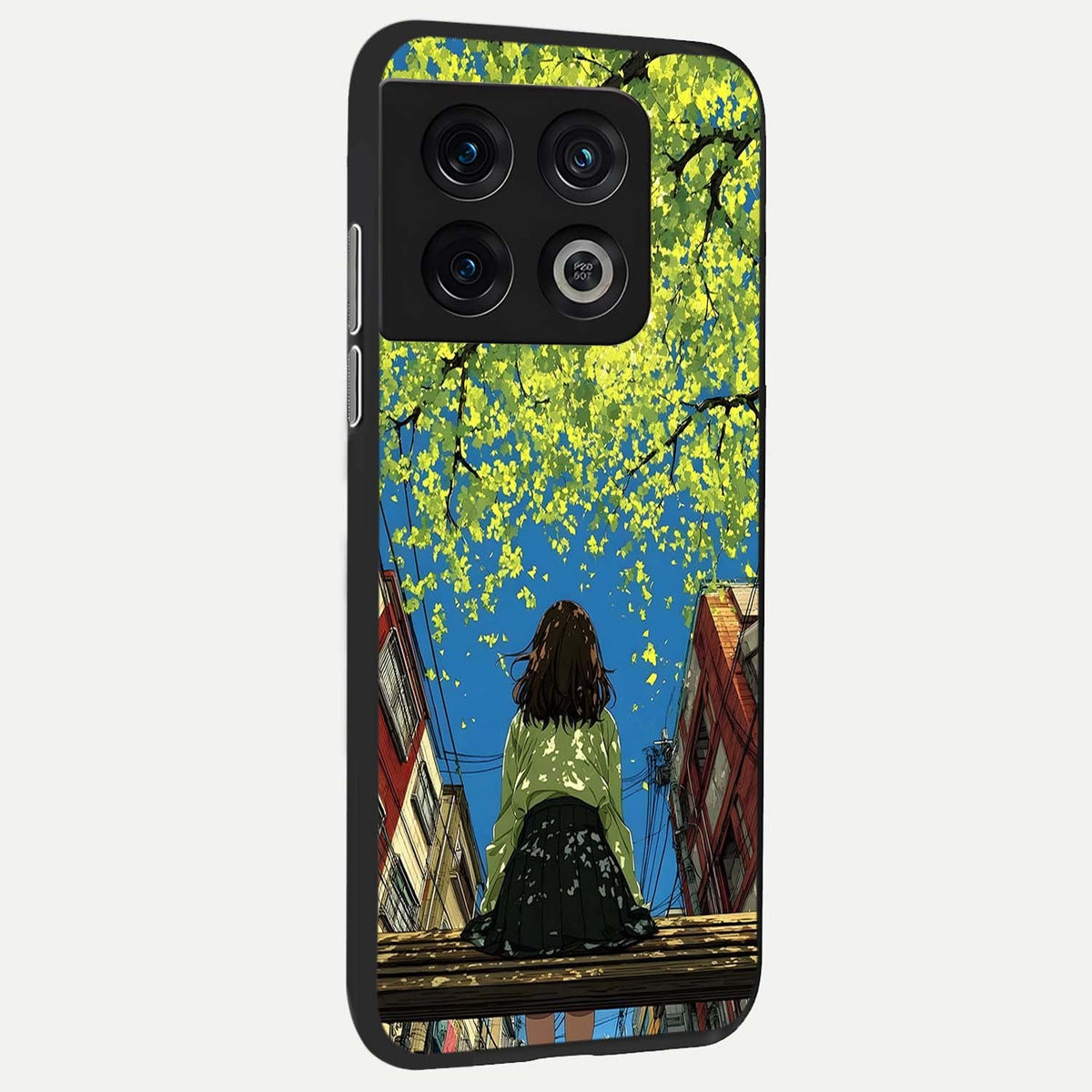 Golden Leaves Glow back cover For OnePlus 10 Pro slim fit glass case with vibrant aesthetic design
