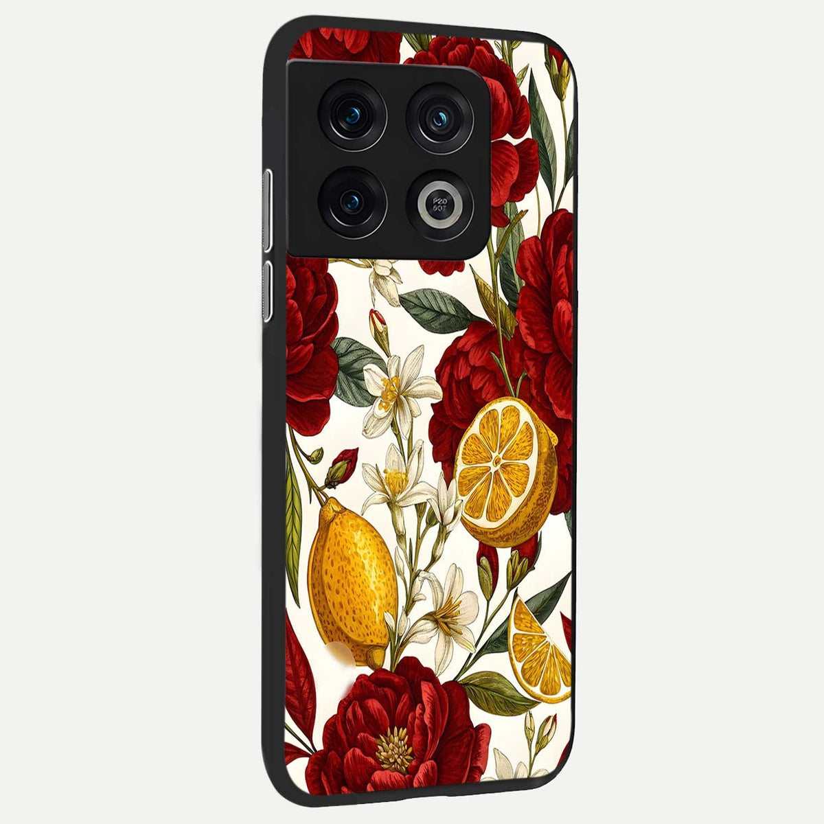 Lemon Rose Charm back cover For OnePlus 10 Pro slim fit glass case with vibrant aesthetic design