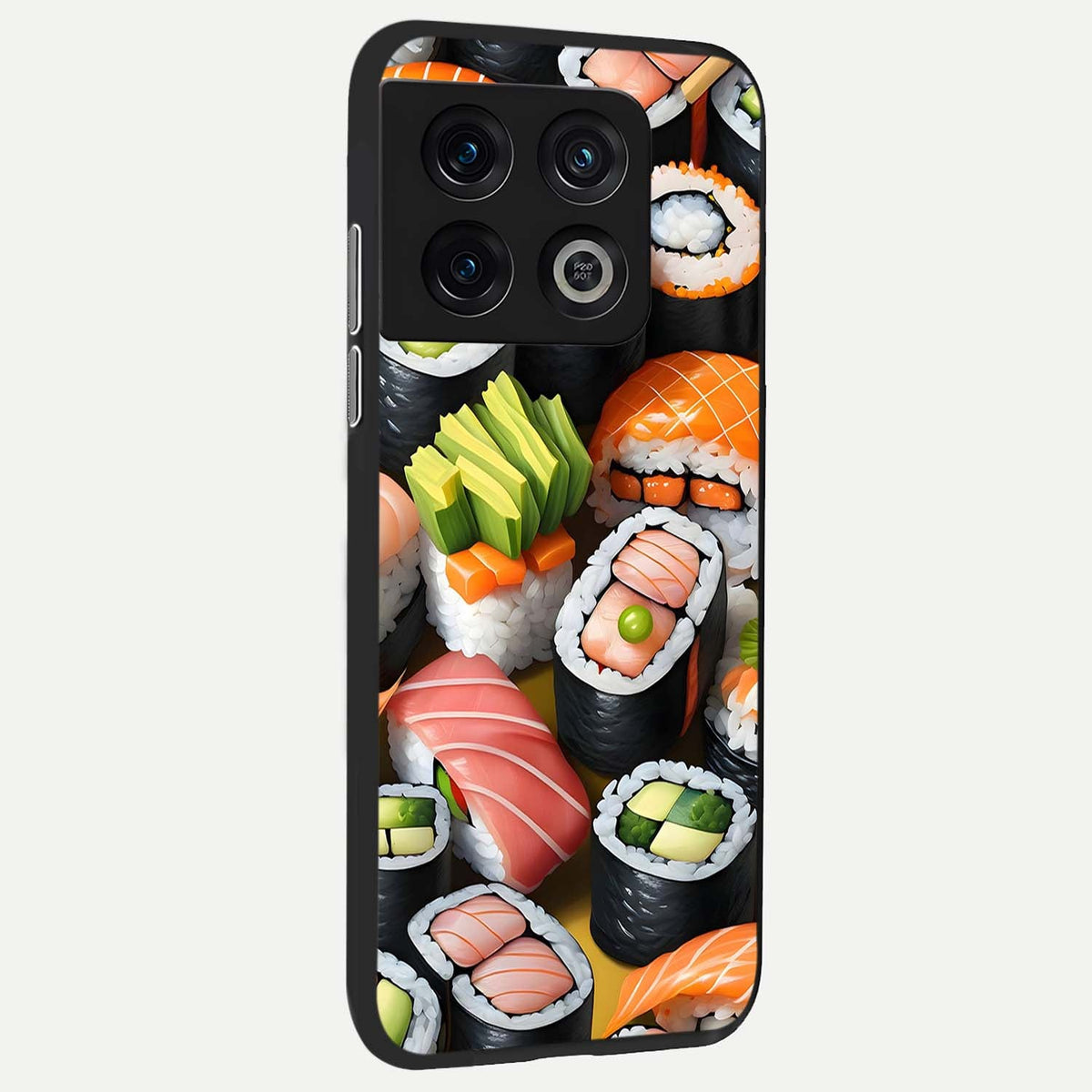 Sushi Food Pattern back cover For OnePlus 10 Pro slim fit glass case with vibrant aesthetic design