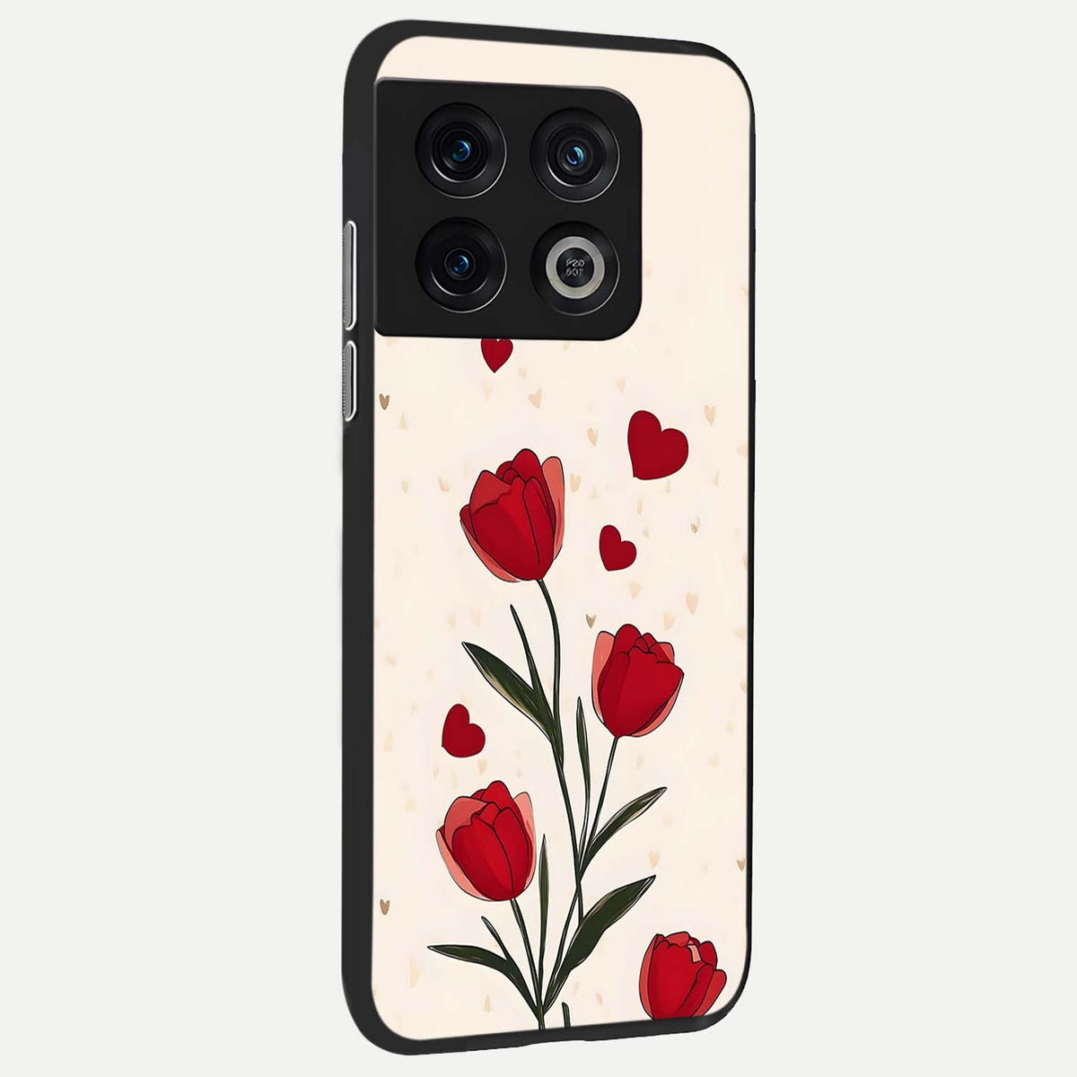 Tulip With Heart back cover For OnePlus 10 Pro slim fit glass case with vibrant aesthetic design