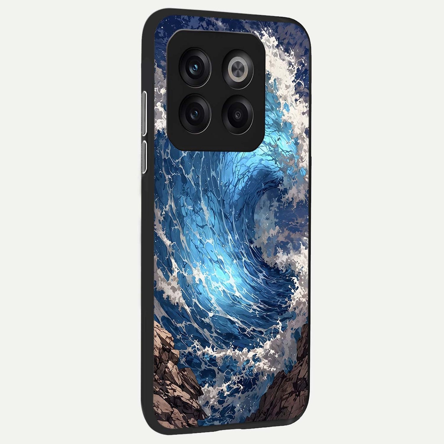 Giant Ocean Wave Glass Case showing full back design in clean flat view with powerful wave imagery and glossy glass finish.