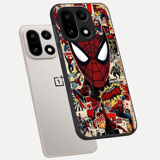 Aesthetic Wonder Spider phone case For Oneplus 15 showing premium glass back cover with detailed artwork