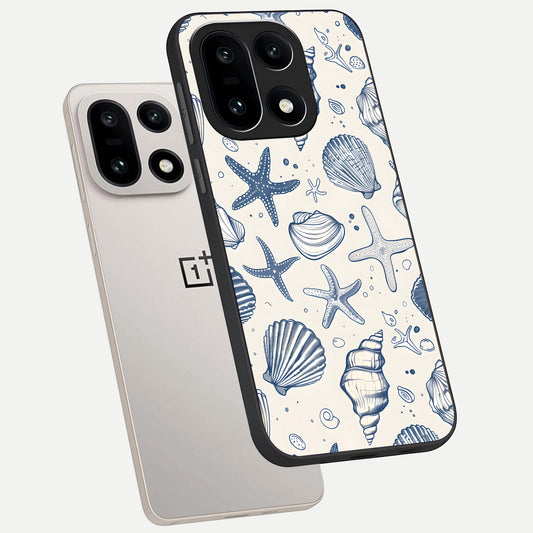 Blue Ocean Outline phone case For Oneplus 15 showing premium glass back cover with detailed artwork