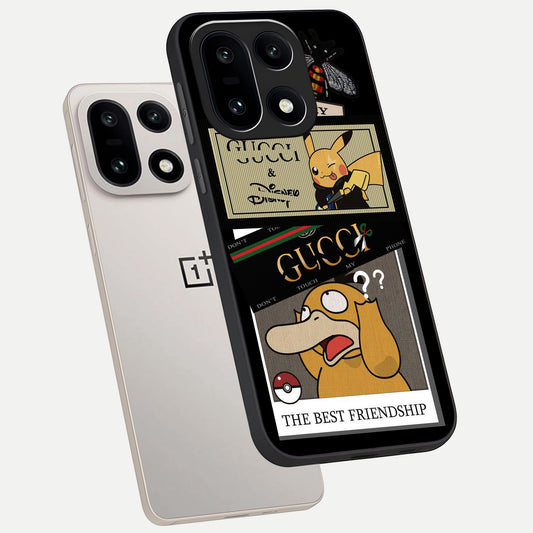 Cartoon Brand Play Mashup phone case For Oneplus 15 showing premium glass back cover with detailed artwork