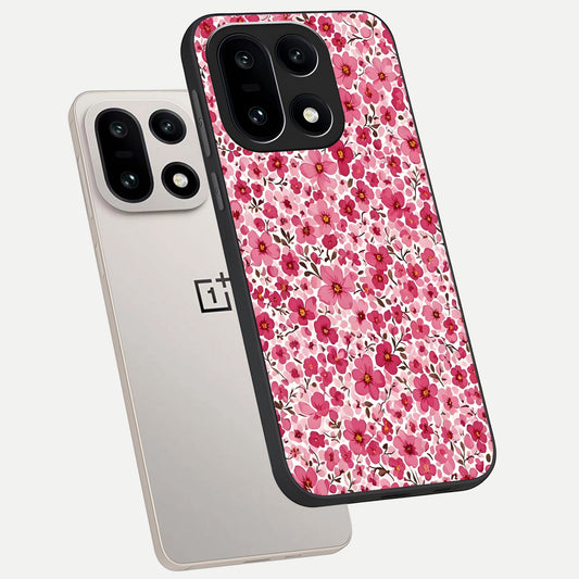 Cherry Blossom Charm phone case For Oneplus 15 showing premium glass back cover with detailed artwork
