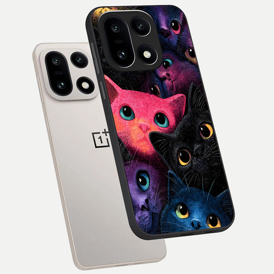 Cosmic Cats Dreams phone case For Oneplus 15 showing premium glass back cover with detailed artwork