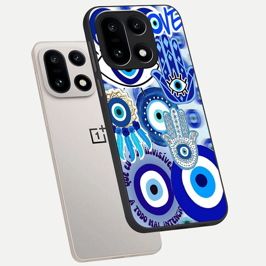 Evil Eyes Dream phone case For Oneplus 15 showing premium glass back cover with detailed artwork