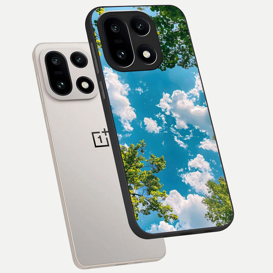 Green Moon Energy phone case For Oneplus 15 showing premium glass back cover with detailed artwork