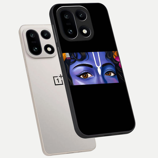 Krishna Eye phone case For Oneplus 15 showing premium glass back cover with detailed artwork