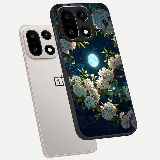 Moonlit Blossom Dream phone case For Oneplus 15 showing premium glass back cover with detailed artwork