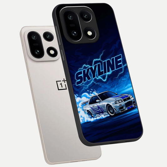 Neon Drift Beast phone case For Oneplus 15 showing premium glass back cover with detailed artwork