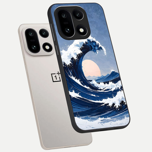 Rising Tide Power phone case For Oneplus 15 showing premium glass back cover with detailed artwork