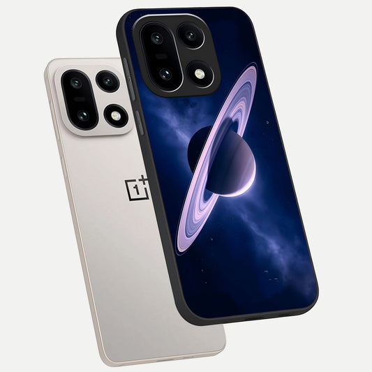 Saturn Ring Mystique phone case For Oneplus 15 showing premium glass back cover with detailed artwork