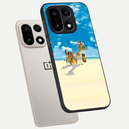 Tropical Fun Squad phone case For Oneplus 15 showing premium glass back cover with detailed artwork