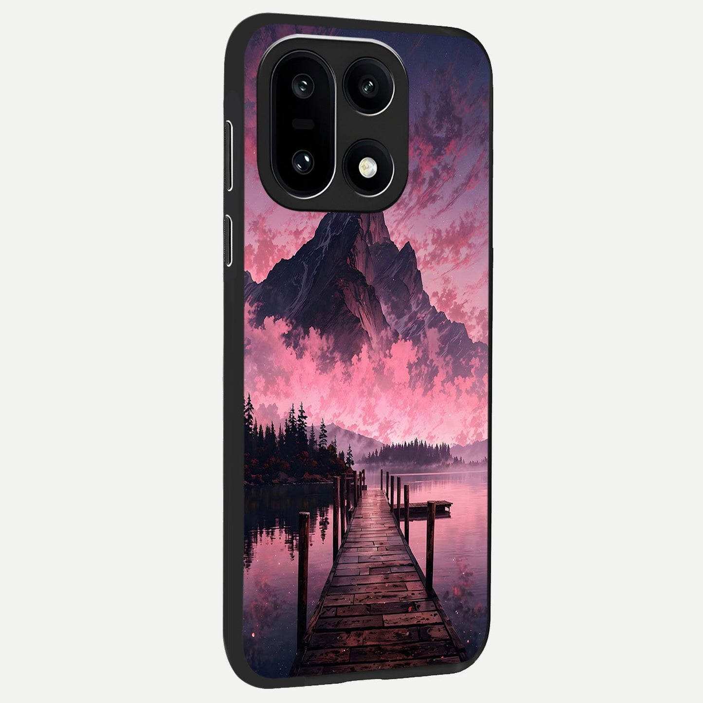 Beautiful Mountain View back cover For Oneplus 15 slim fit glass case with vibrant aesthetic design