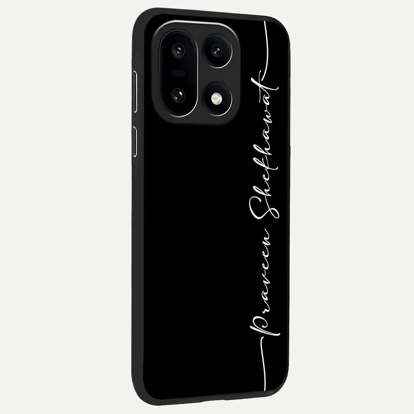 Black Tune Custom Name back cover For Oneplus 15 slim fit glass case with vibrant aesthetic design