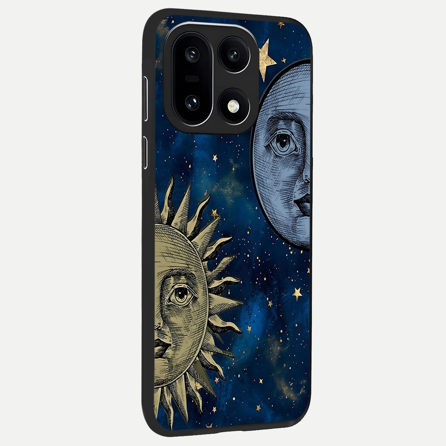 Celestial Moon With Sun back cover For Oneplus 15 slim fit glass case with vibrant aesthetic design