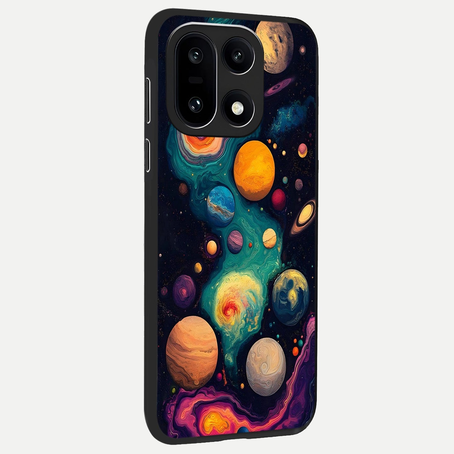 Cosmic Planet Journey back cover For Oneplus 15 slim fit glass case with vibrant aesthetic design