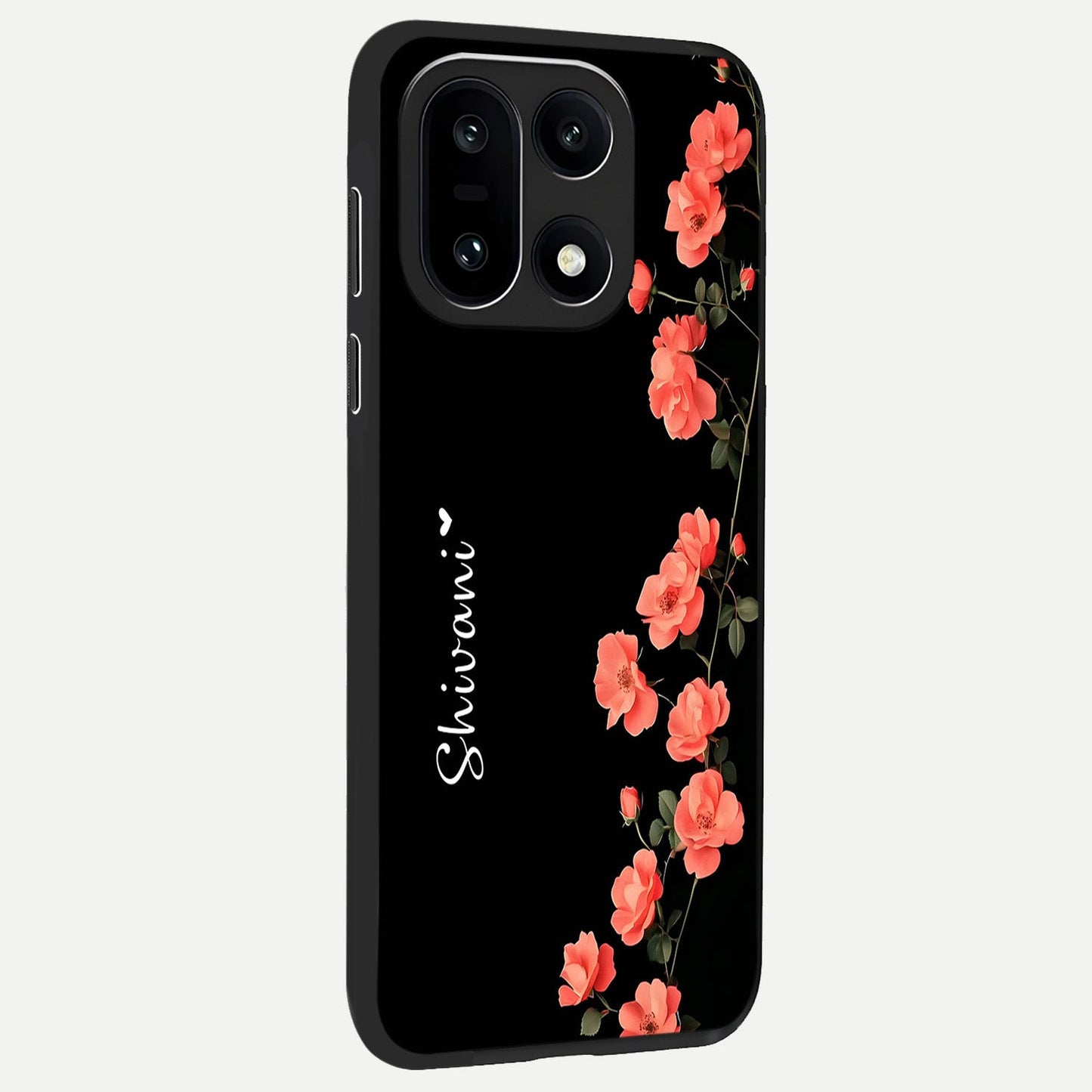 Crimson Bloom Grace Custom Name back cover For Oneplus 15 slim fit glass case with vibrant aesthetic design