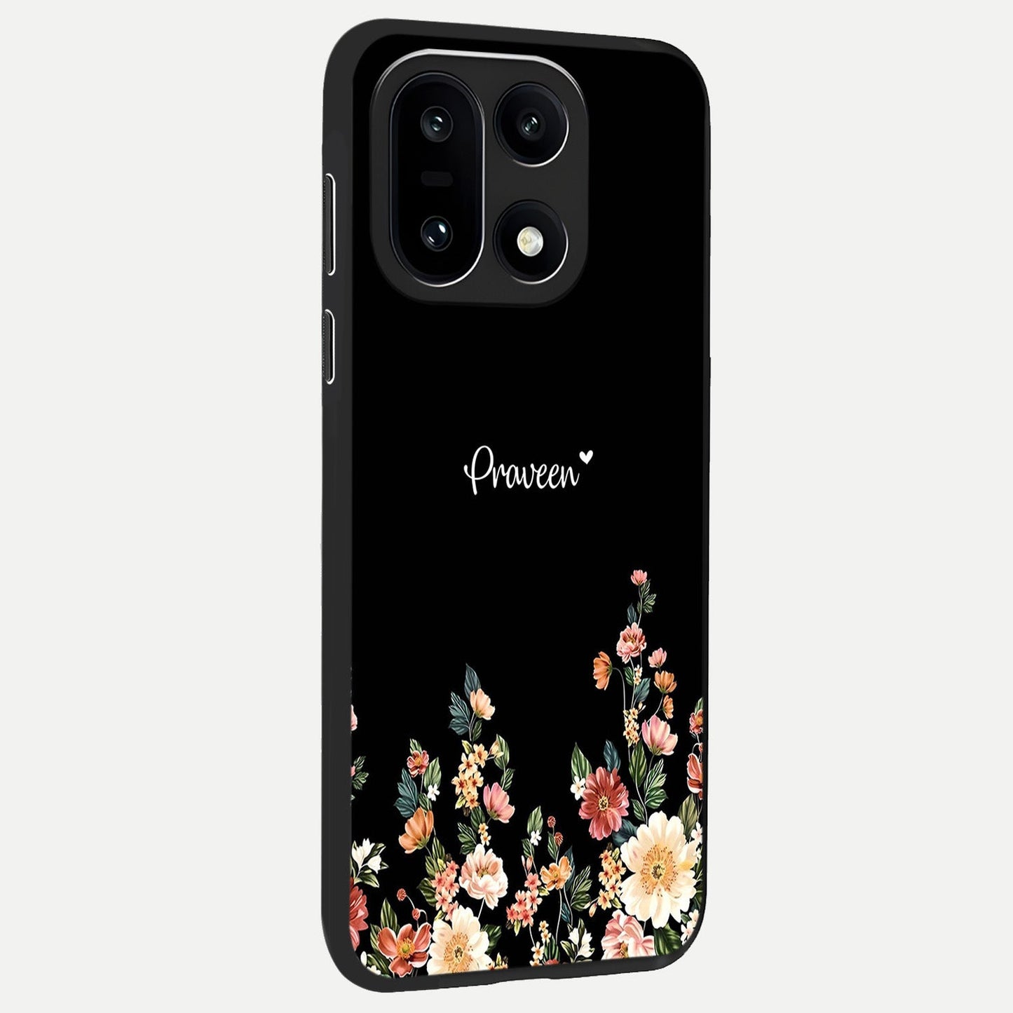 Floral Design Personalized Custom Name back cover For Oneplus 15 slim fit glass case with vibrant aesthetic design