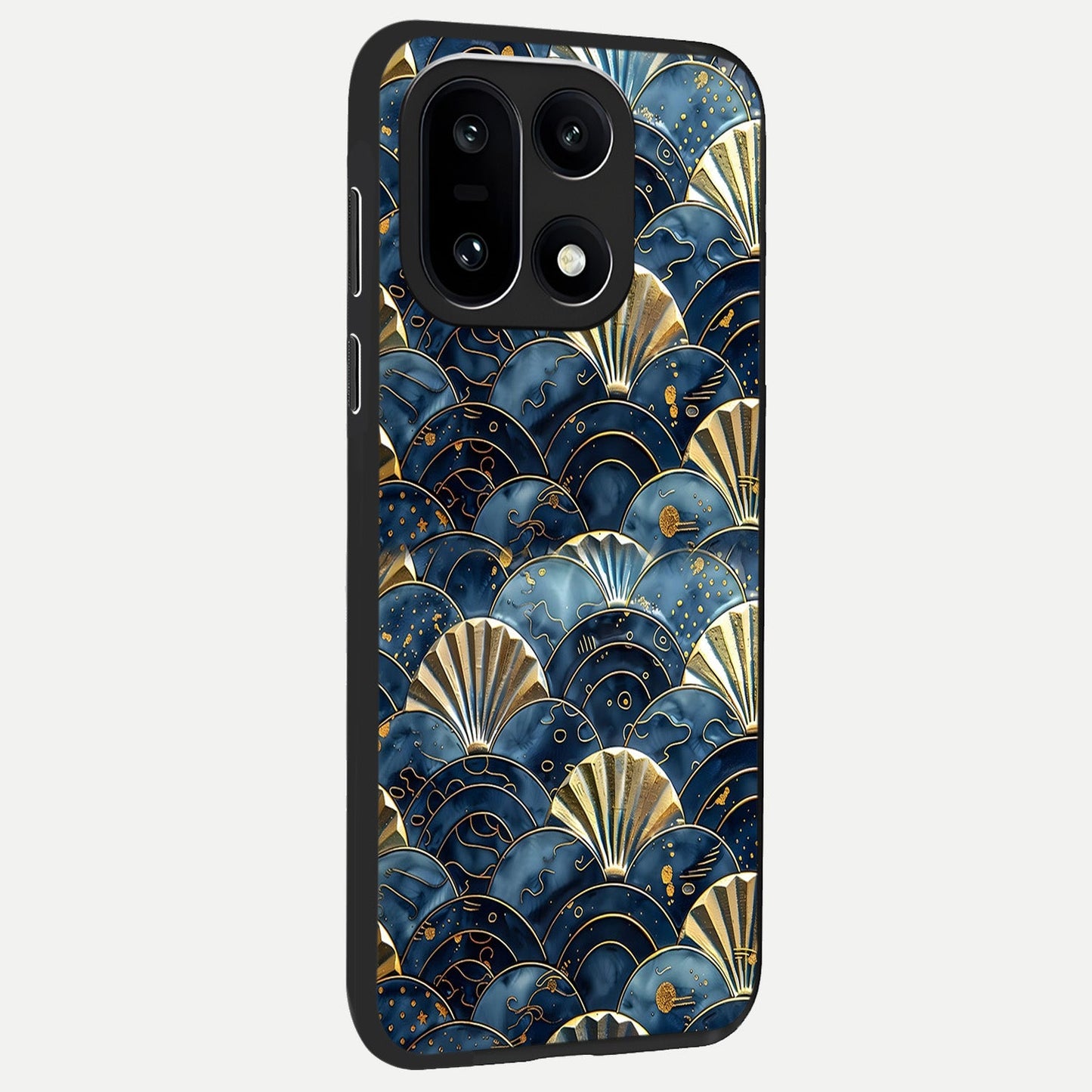 Golden Wave Luxe back cover For Oneplus 15 slim fit glass case with vibrant aesthetic design