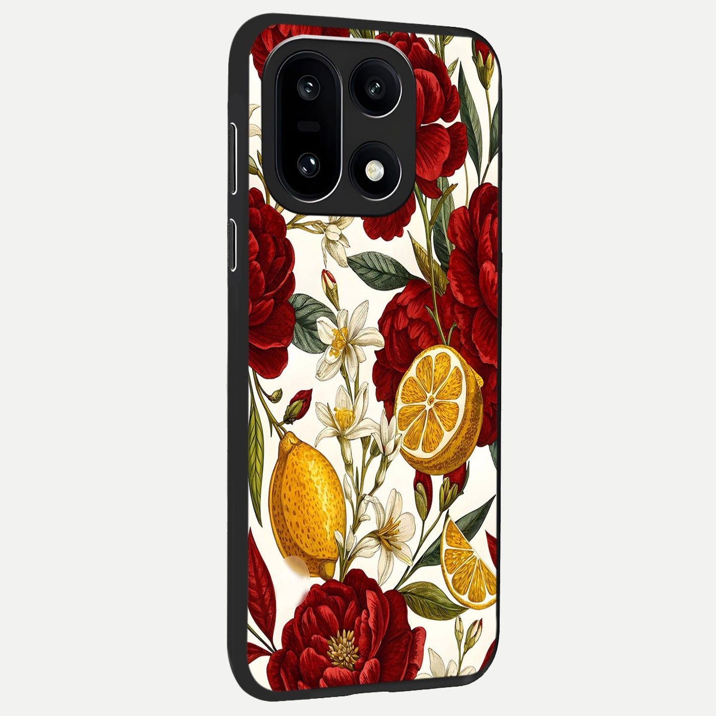 Lemon Rose Charm back cover For Oneplus 15 slim fit glass case with vibrant aesthetic design