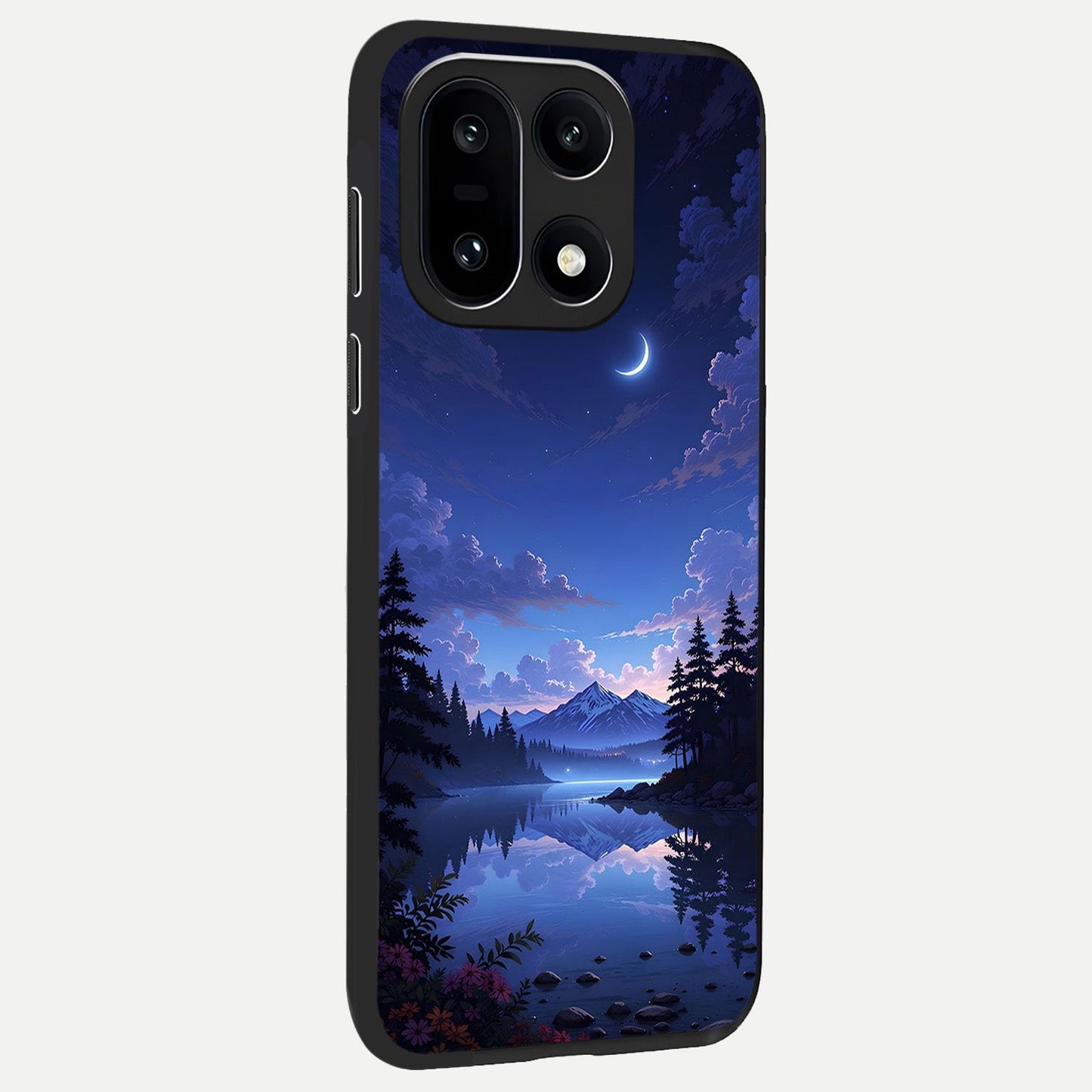 Midnight Lake Peace back cover For Oneplus 15 slim fit glass case with vibrant aesthetic design