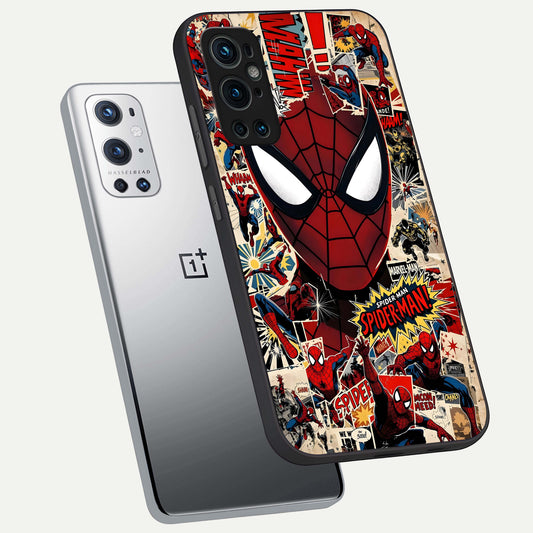 Aesthetic Wonder Spider phone case For OnePlus 9 Pro showing premium glass back cover with detailed artwork