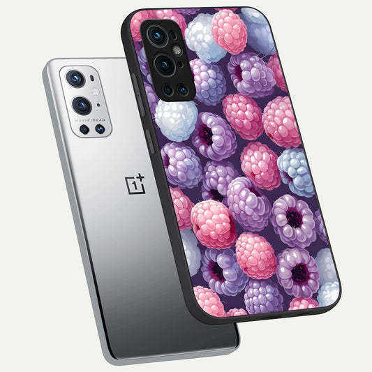 Berry Candy Pop phone case For OnePlus 9 Pro showing premium glass back cover with detailed artwork