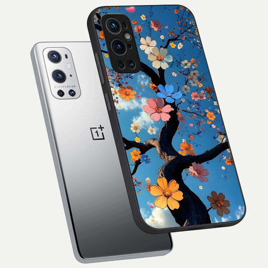 Blossom Dream Sky phone case For OnePlus 9 Pro showing premium glass back cover with detailed artwork