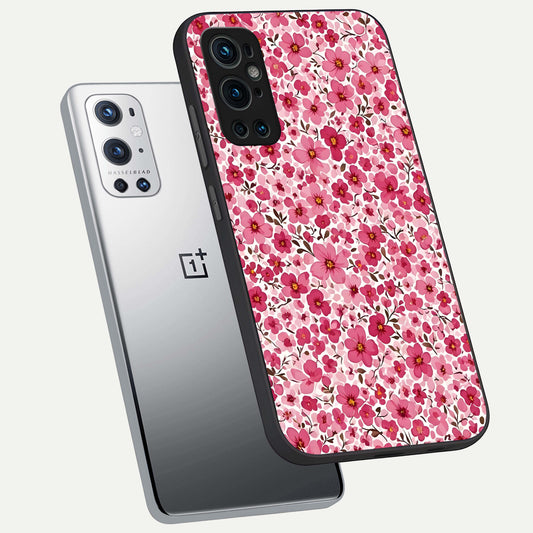 Cherry Blossom Charm phone case For OnePlus 9 Pro showing premium glass back cover with detailed artwork