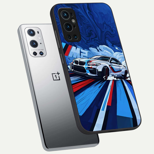 Drift Power Rush phone case For OnePlus 9 Pro showing premium glass back cover with detailed artwork