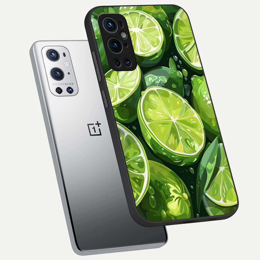 Green Kawasaki phone case For OnePlus 9 Pro showing premium glass back cover with detailed artwork