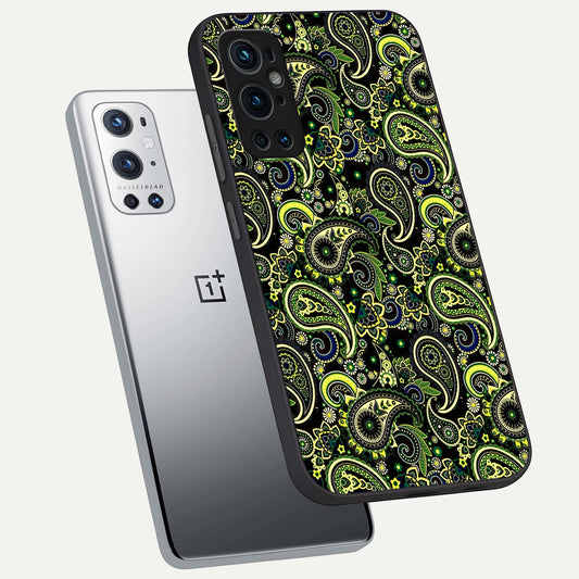 Green Lemon phone case For OnePlus 9 Pro showing premium glass back cover with detailed artwork
