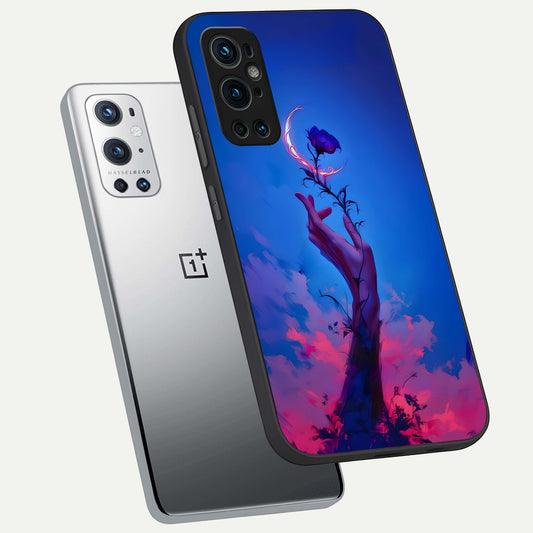 Mystic Hand phone case For OnePlus 9 Pro showing premium glass back cover with detailed artwork