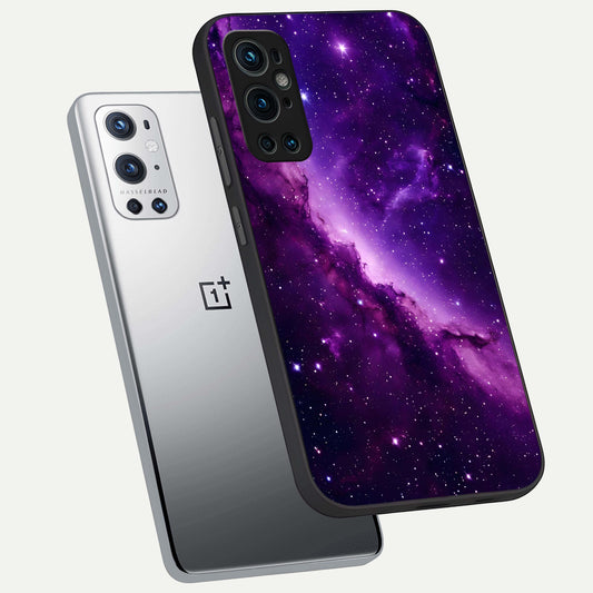 Purple Shade Sky phone case For OnePlus 9 Pro showing premium glass back cover with detailed artwork
