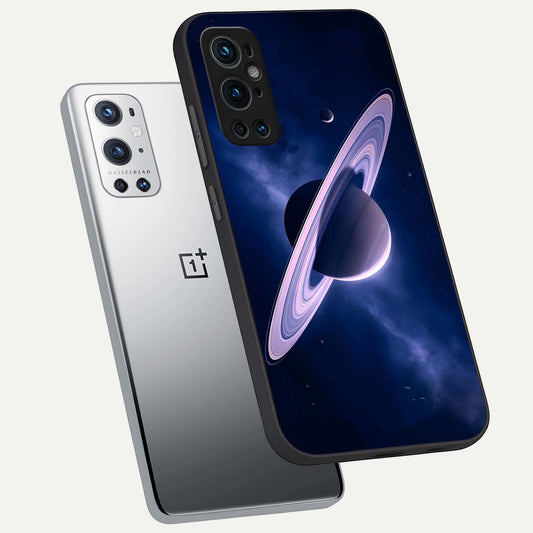 Saturn Ring Mystique phone case For OnePlus 9 Pro showing premium glass back cover with detailed artwork