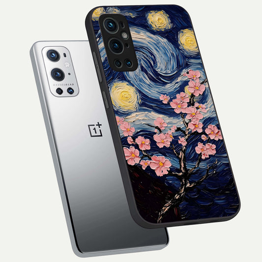 Van Gogh Scenery phone case For OnePlus 9 Pro showing premium glass back cover with detailed artwork