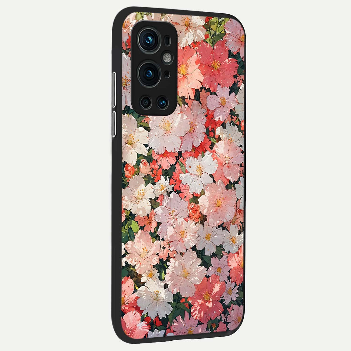 Blush Bloom Field back cover For OnePlus 9 Pro slim fit glass case with vibrant aesthetic design