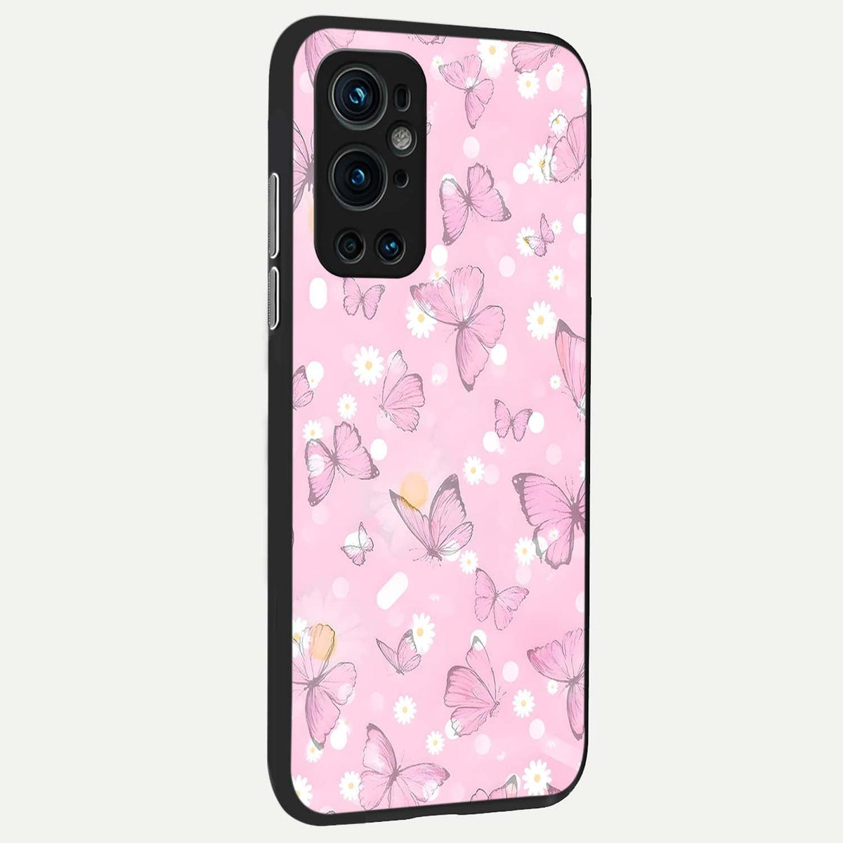 Blush Butterfly Garden back cover For OnePlus 9 Pro slim fit glass case with vibrant aesthetic design