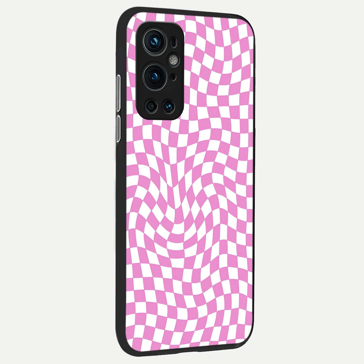 Bubblegum Check Wave back cover For OnePlus 9 Pro slim fit glass case with vibrant aesthetic design
