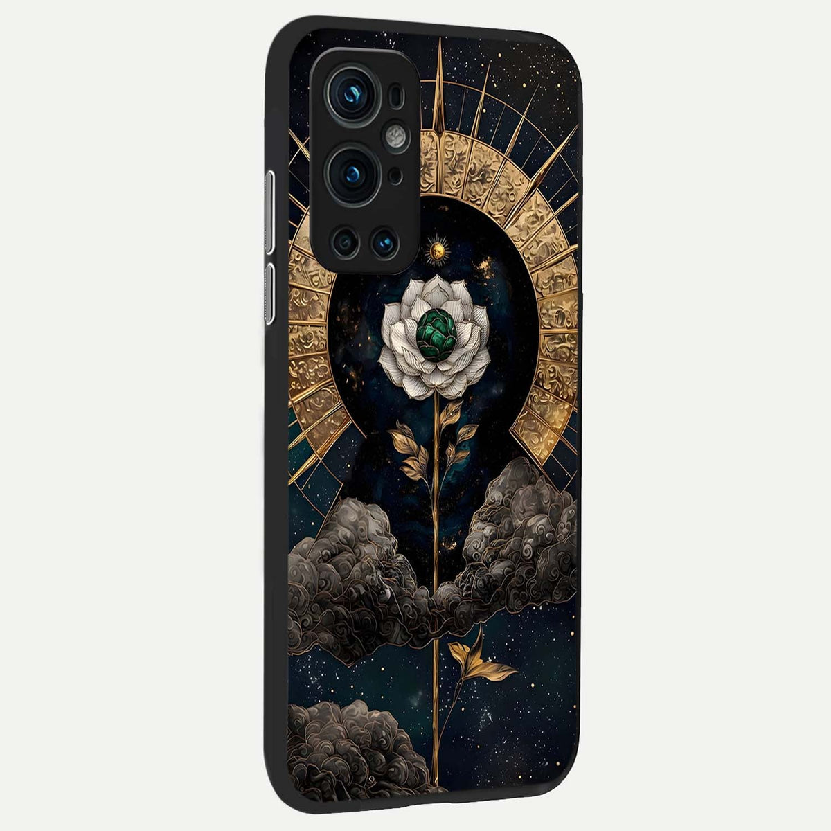 Celestial Lotus Morang back cover For OnePlus 9 Pro slim fit glass case with vibrant aesthetic design