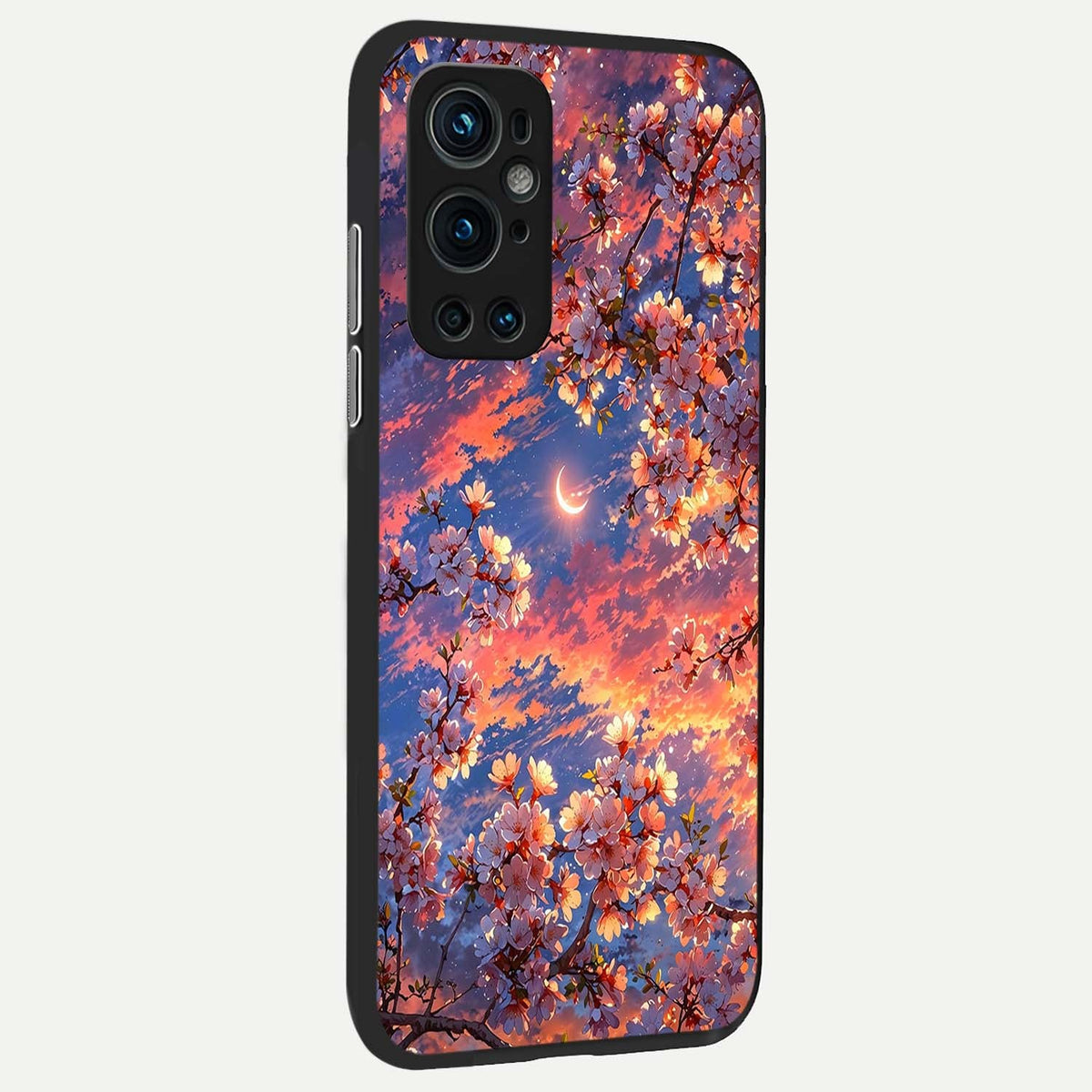 Celestial Sakura Sunset back cover For OnePlus 9 Pro slim fit glass case with vibrant aesthetic design